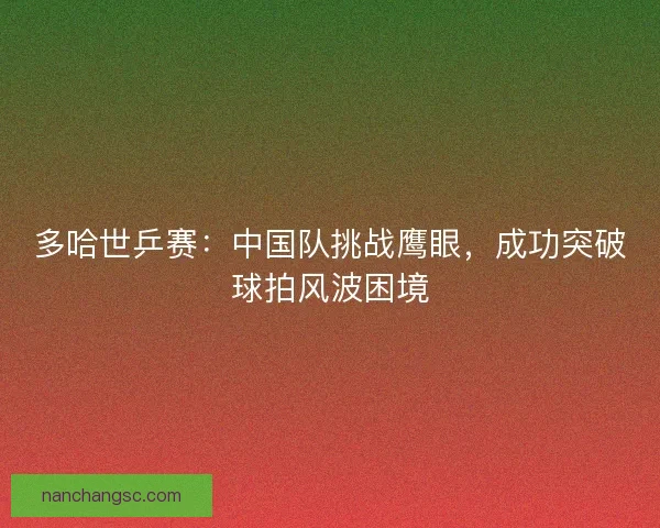 多哈世乒赛：中国队挑战鹰眼，成功突破球拍风波困境