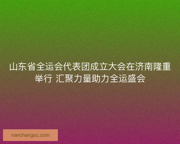 山东省全运会代表团成立大会在济南隆重举行 汇聚力量助力全运盛会