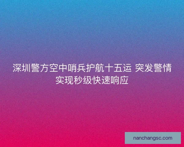 深圳警方空中哨兵护航十五运 突发警情实现秒级快速响应